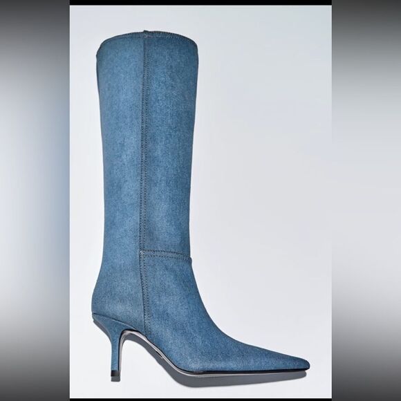 Zara knee high denim boots - Picture 4 of 9